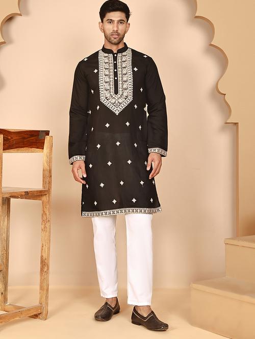 men mandarin neck kurta pyjama ethnic wear set - 21977945 -  Standard Image - 0