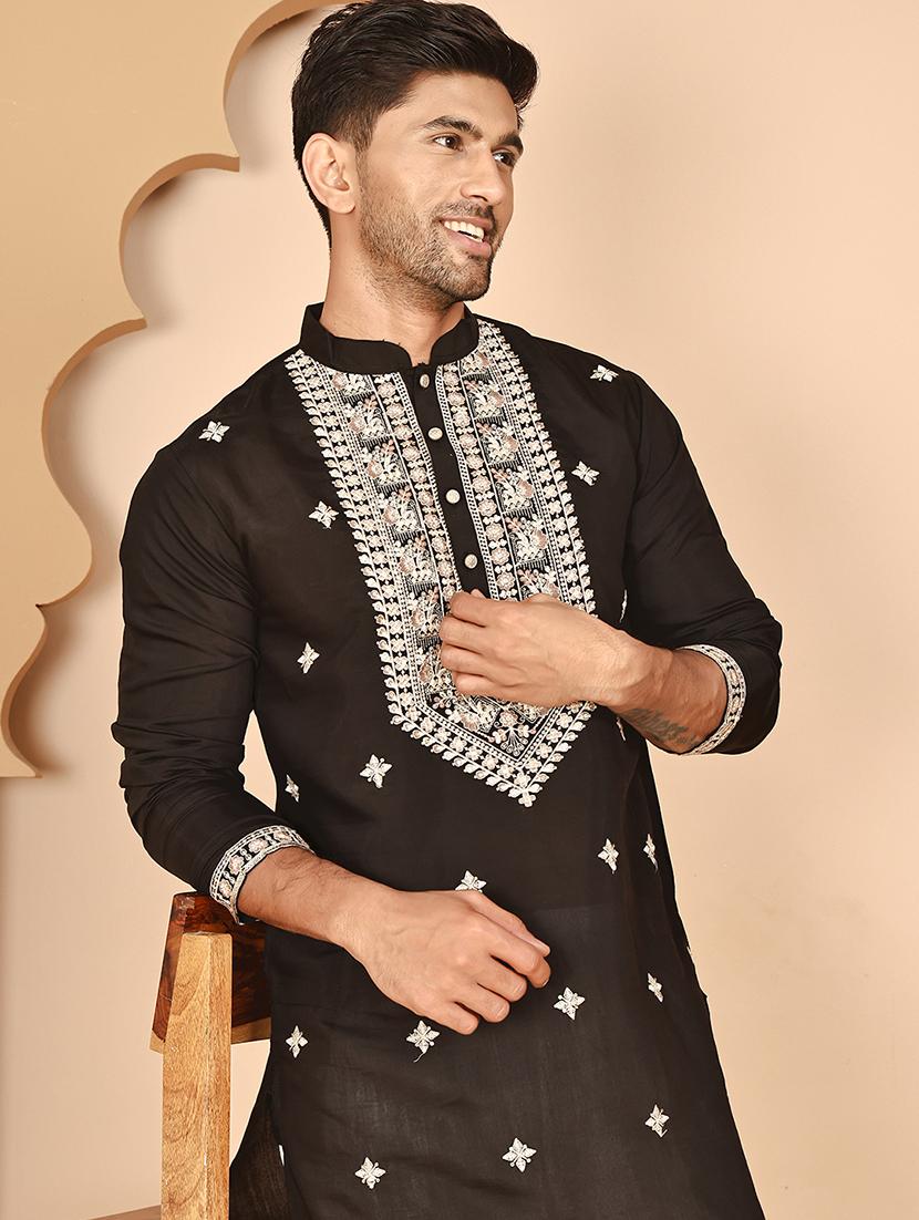 men mandarin neck kurta pyjama ethnic wear set - 21977945 - Standard Image - 3