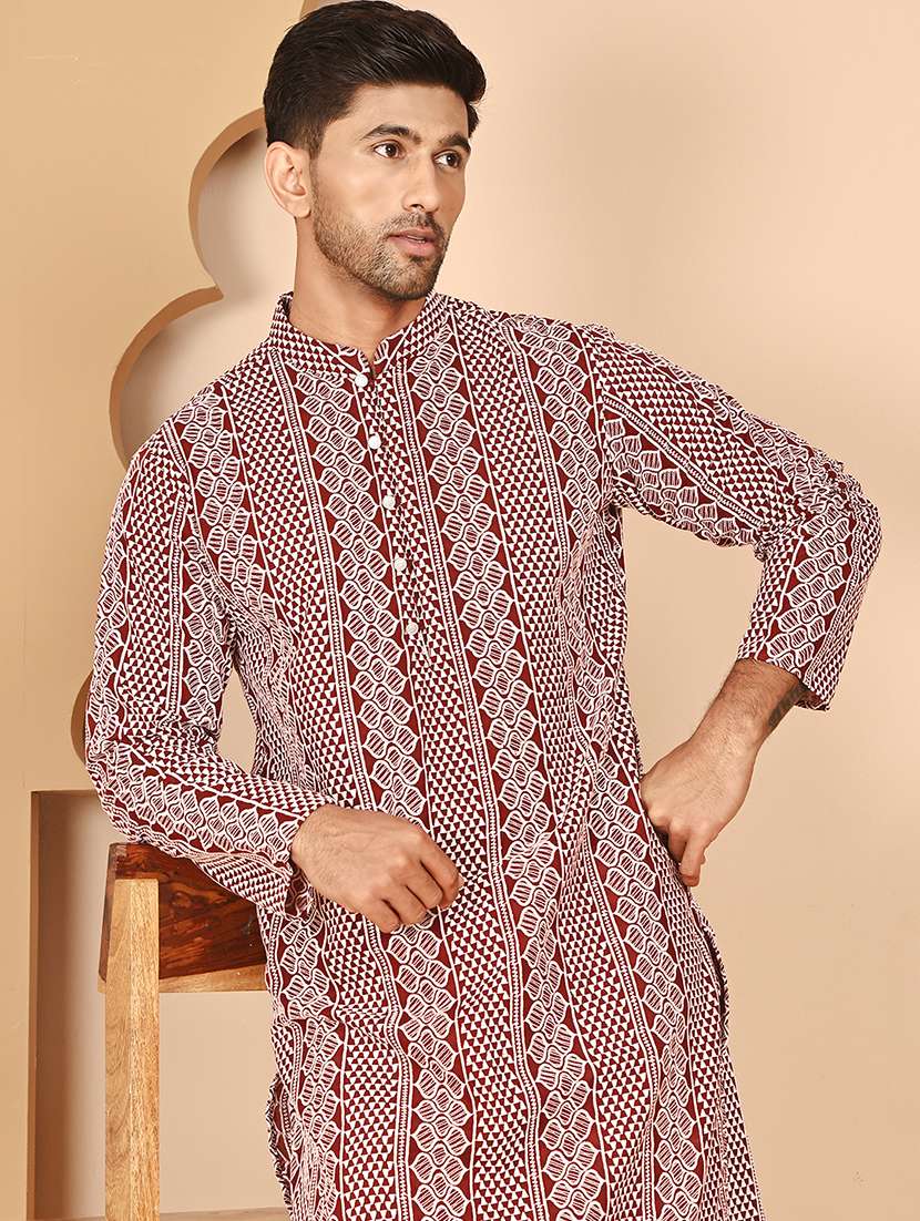 men mandarin neck kurta pyjama ethnic wear set - 21977947 -  Standard Image - 3