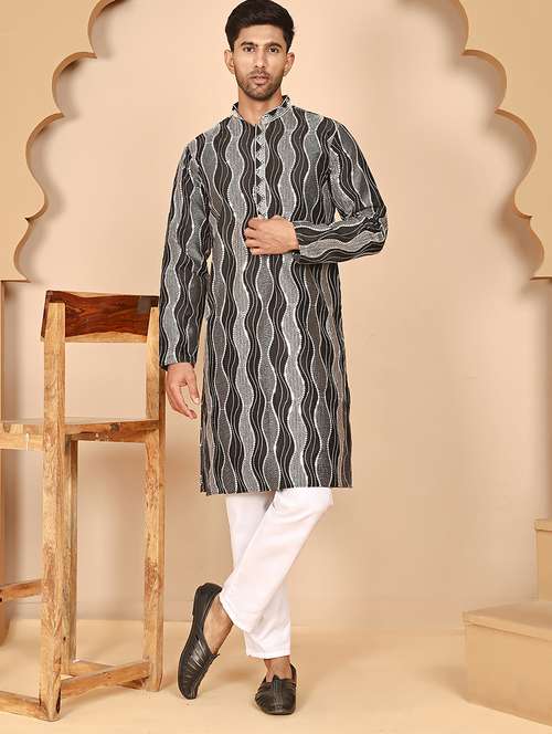 men mandarin neck kurta pyjama ethnic wear set - 21977951 -  Standard Image - 0