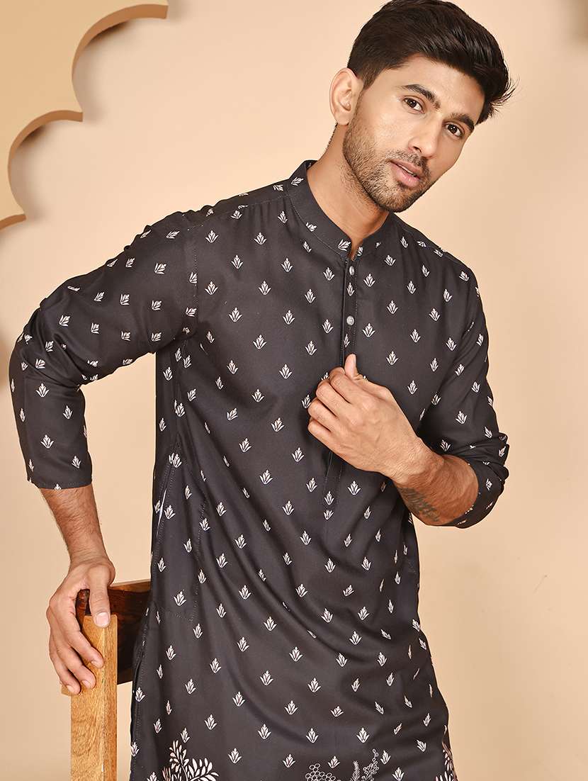 men mandarin neck kurta pyjama ethnic wear set - 21977953 -  Standard Image - 3