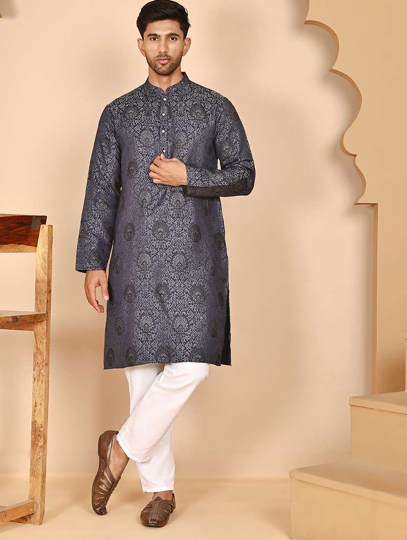 men mandarin neck kurta pyjama ethnic wear set - 21977957 -  Zoom Image - 0