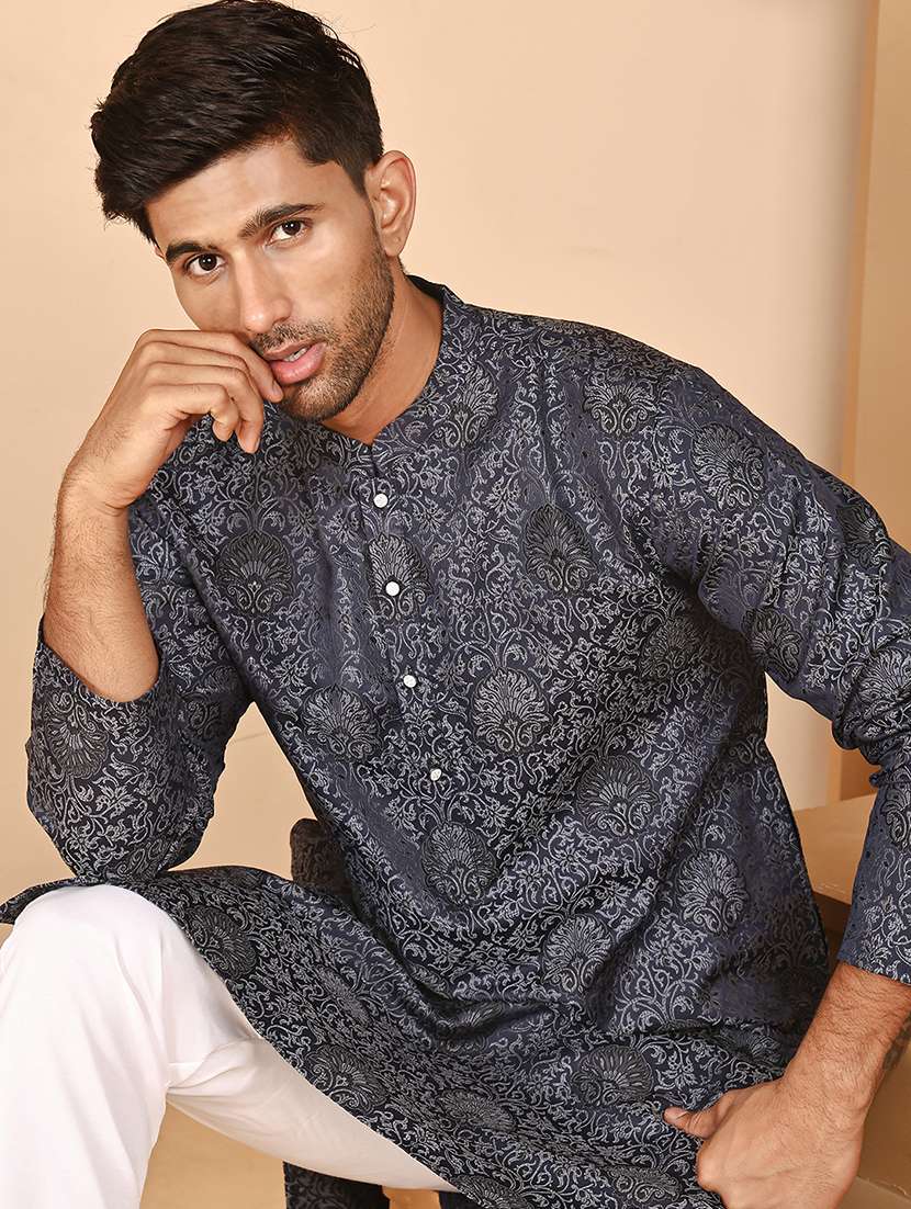 men mandarin neck kurta pyjama ethnic wear set - 21977957 -  Standard Image - 3