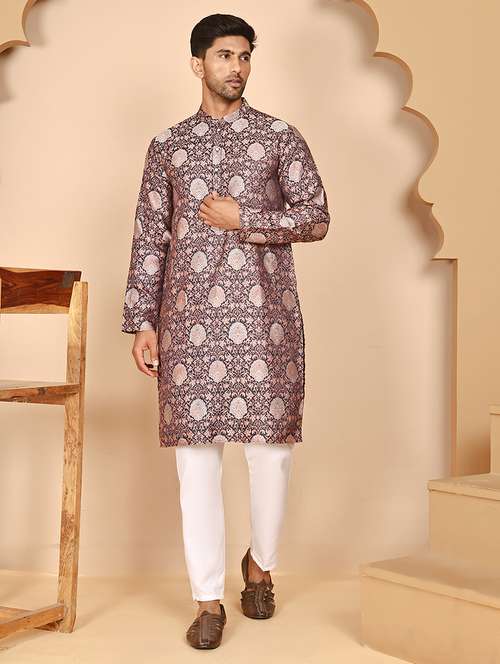 men mandarin neck kurta pyjama ethnic wear set - 21977958 -  Standard Image - 0
