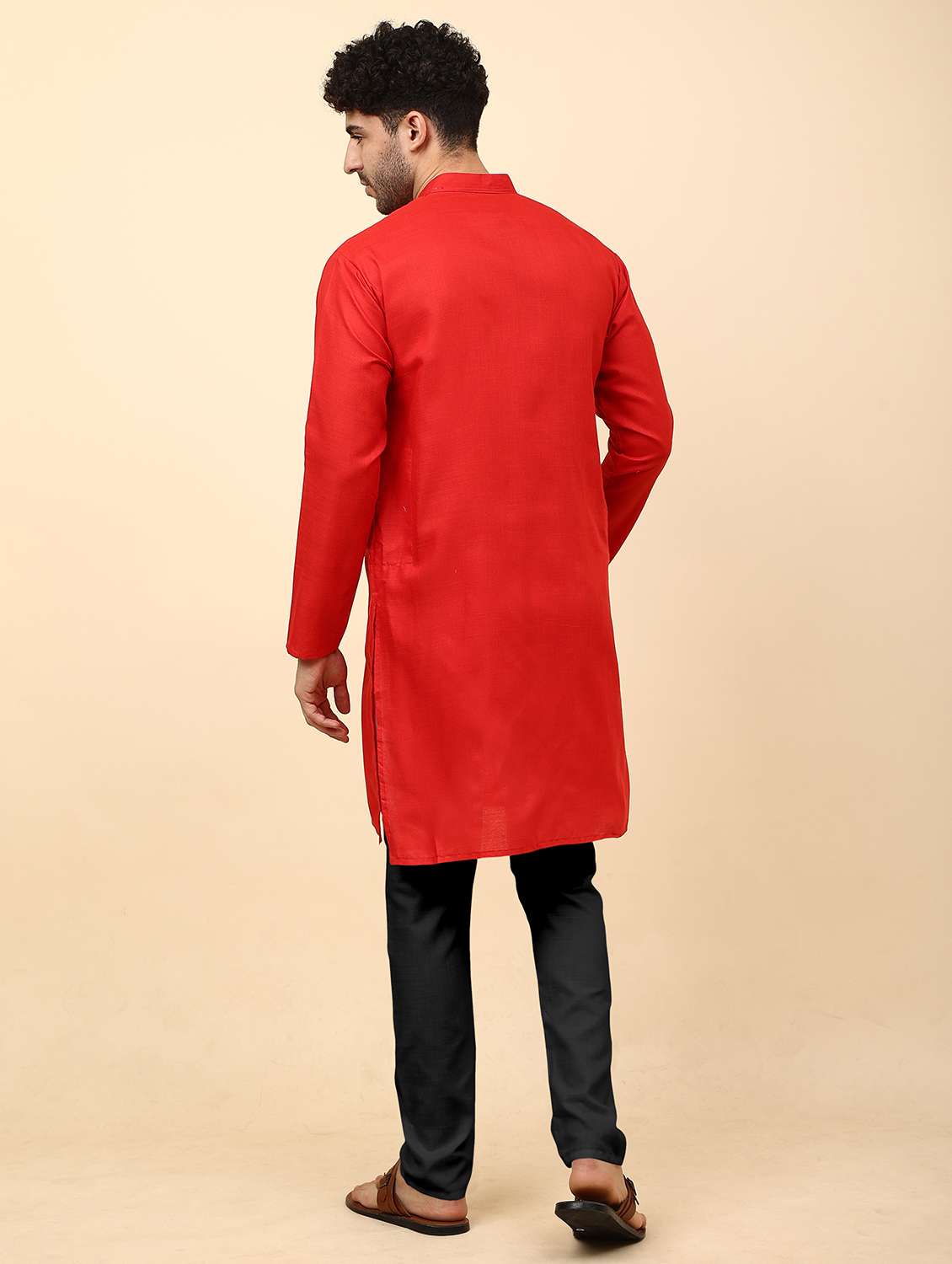 men pack of 2 solid mandarin neck kurta pyjama ethnic wear set - 21977978 -  Standard Image - 3