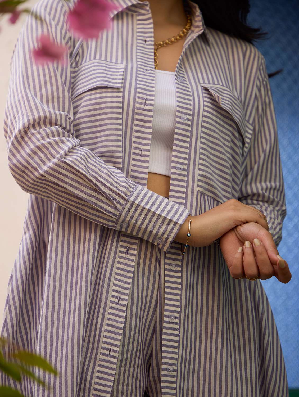 women striped long sleeve relaxed fit co ord set - 21978005 -  Standard Image - 5