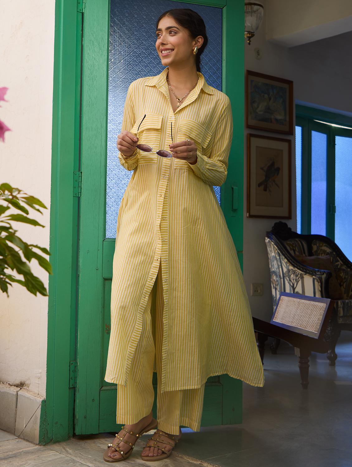 women striped long sleeve relaxed fit co ord set - 21978006 - Zoom Image - 0