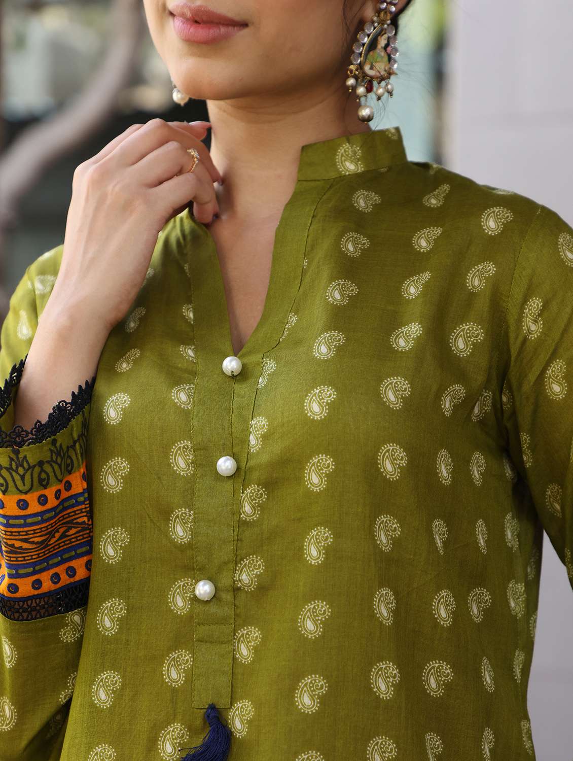 women paisley printed long sleeve kurta palazzo set - 21978016 -  Standard Image - 3