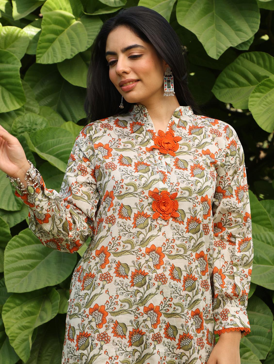 women floral long sleeve ethnic co-ord set - 21978020 - Standard Image - 3