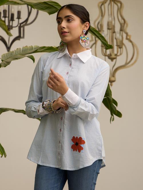 women striped long sleeve regular fit shirt - 21978028 - Standard Image - 0
