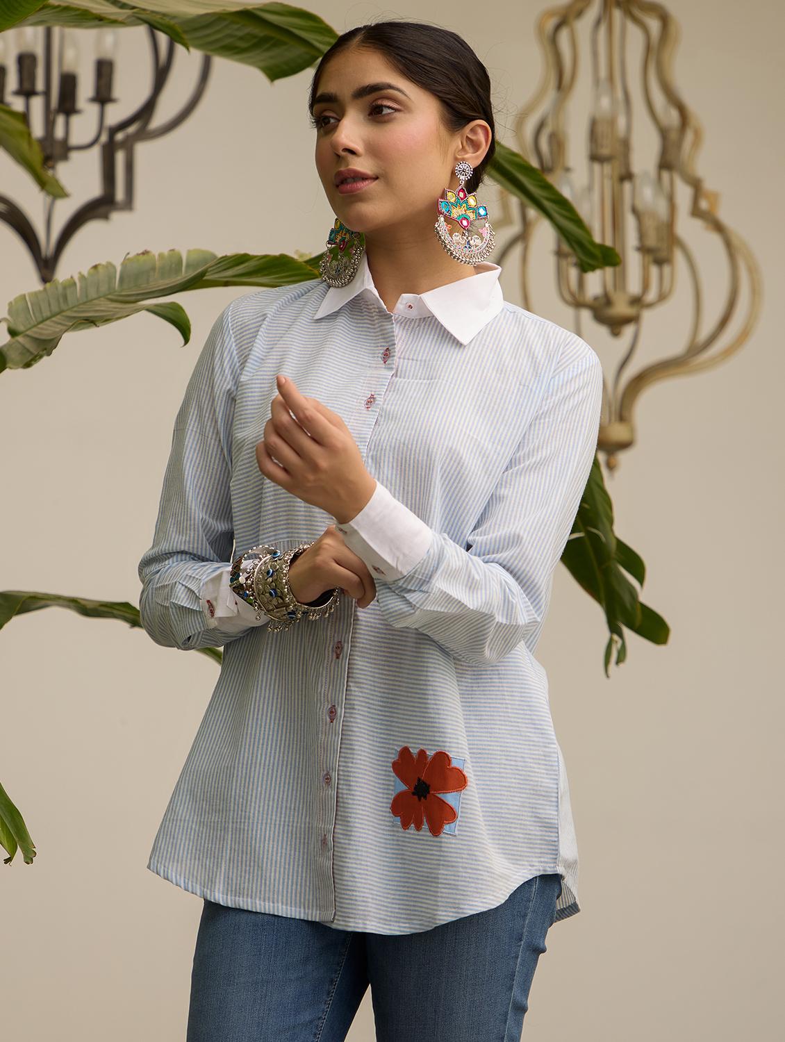 women striped long sleeve regular fit shirt - 21978028 - Zoom Image - 0