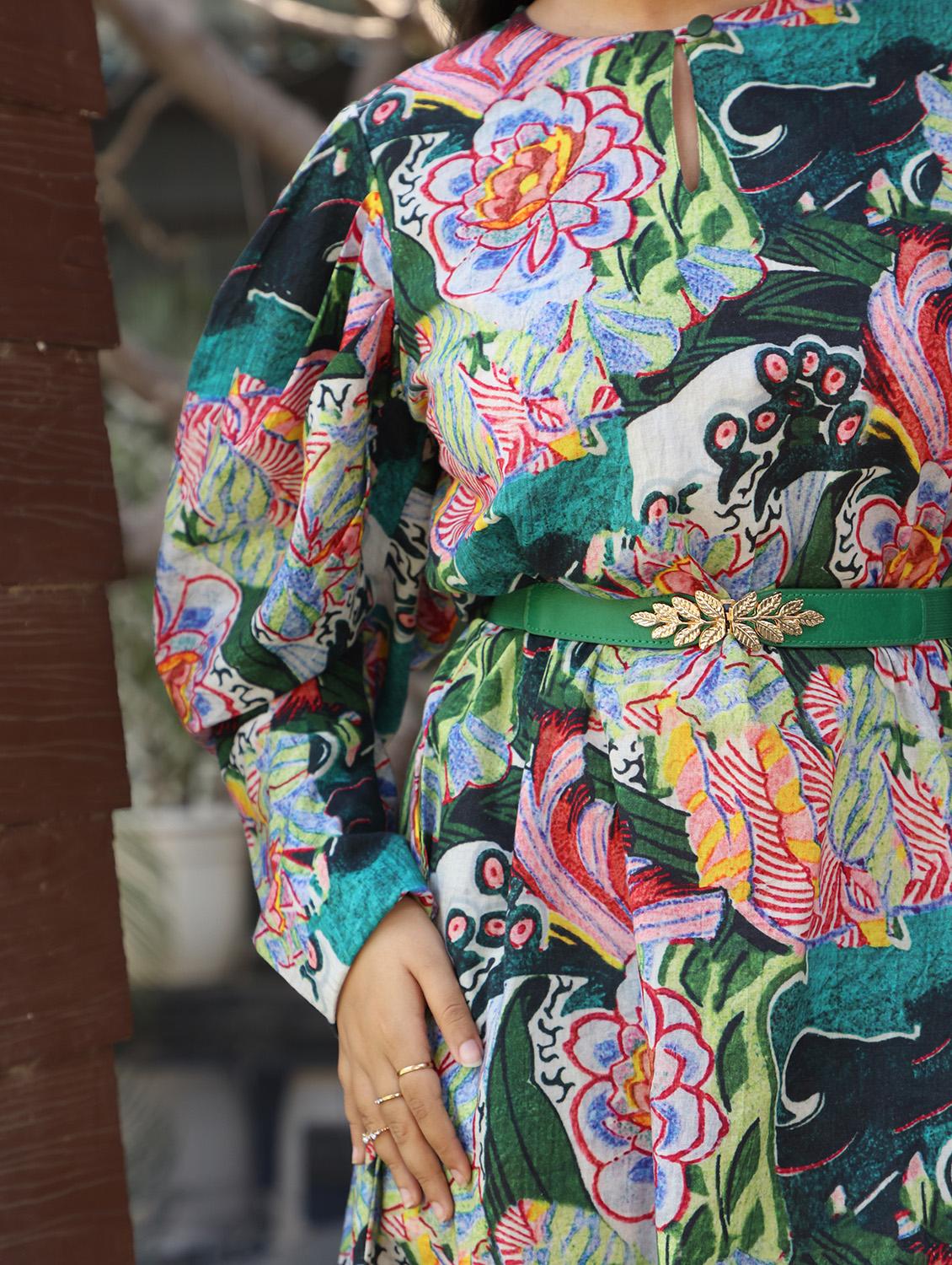 women floral printed long sleeve a-line dress - 21978030 - Standard Image - 3