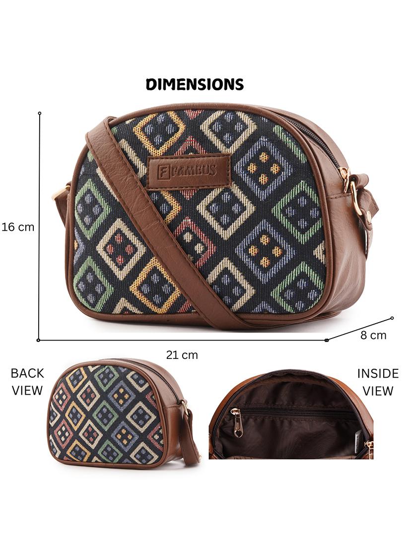 women brown printed sling bag - 21978035 - Standard Image - 5