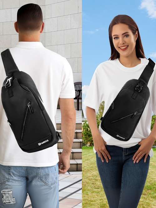 unisex black solid crossbody utility bag
