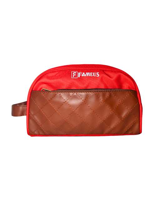 casual red polyester zip closure clutch