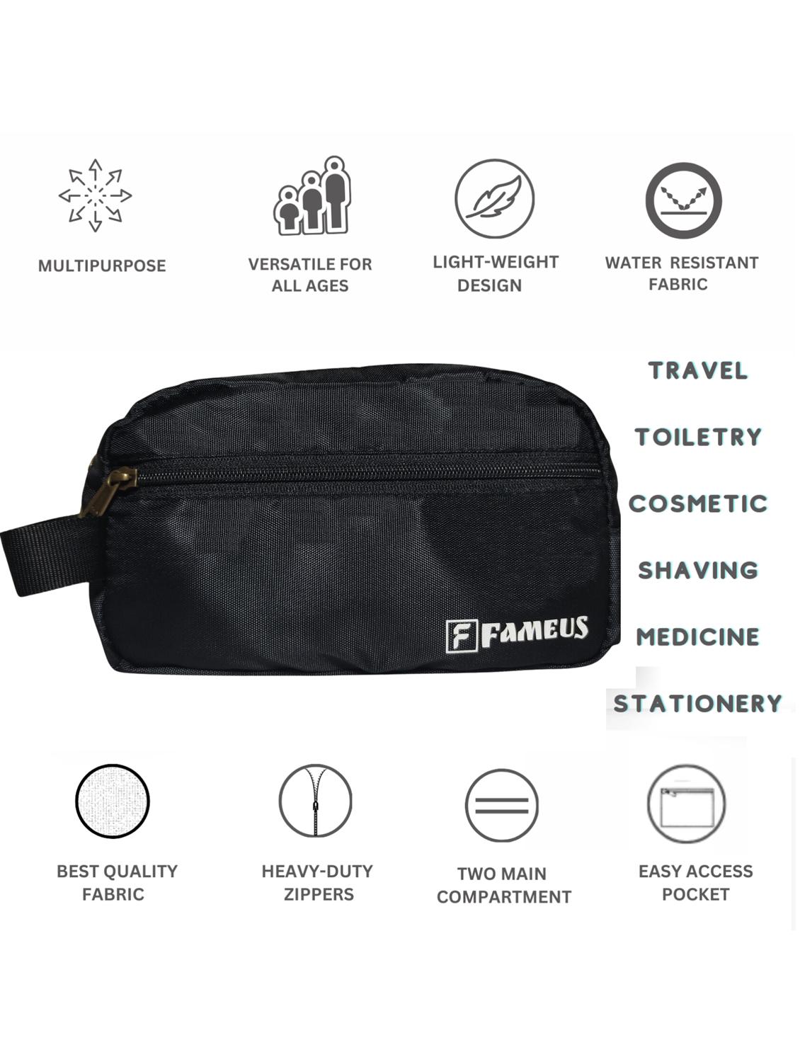 black polyester pockets travel toiletry pouch - 21978053 - Standard Image - 5