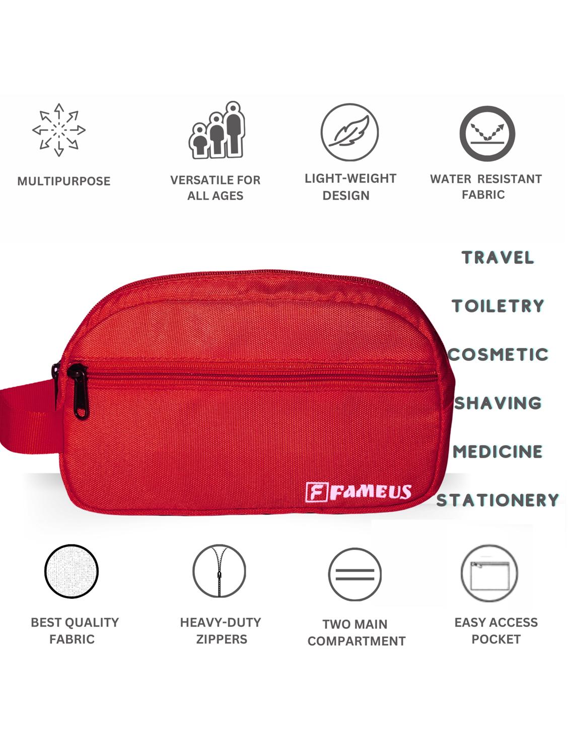 red polyester travel toiletry multipurpose pouch - 21978054 - Standard Image - 5