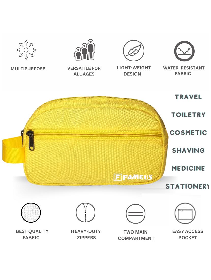 yellow polyester zip closure travel pouch - 21978055 - Standard Image - 5
