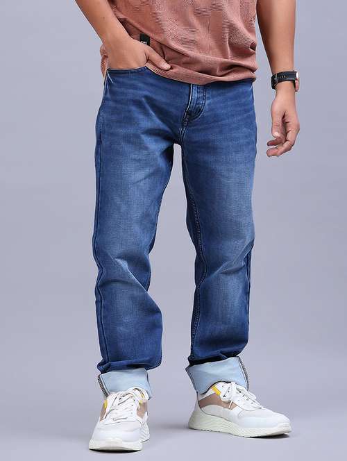 men washed mid rise full length jeans - 21978082 - Standard Image - 0