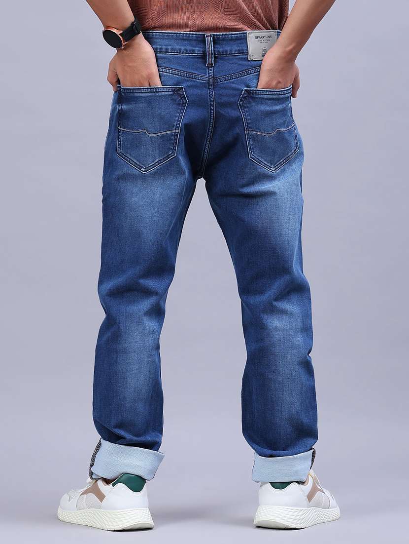 men washed mid rise full length jeans - 21978082 - Standard Image - 3
