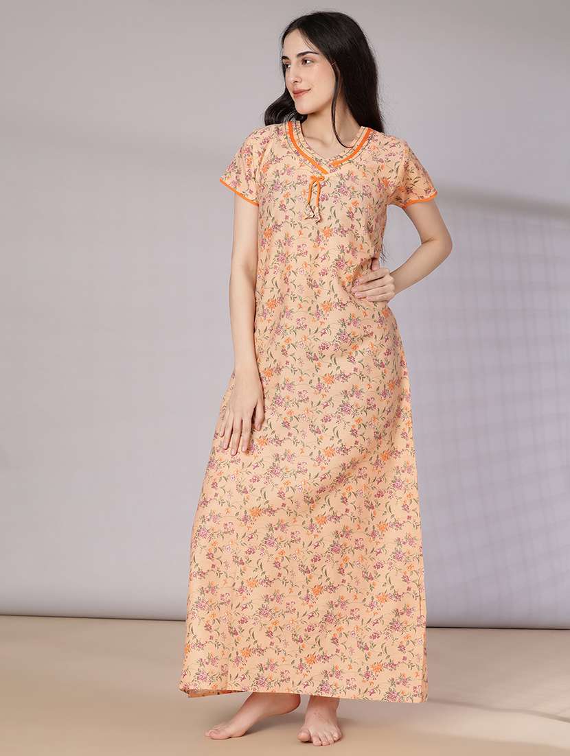 women printed short sleeve nighty