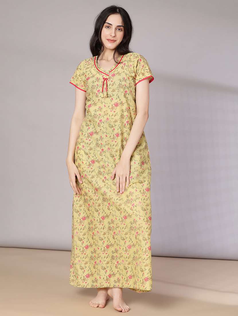 women printed short sleeve nighty