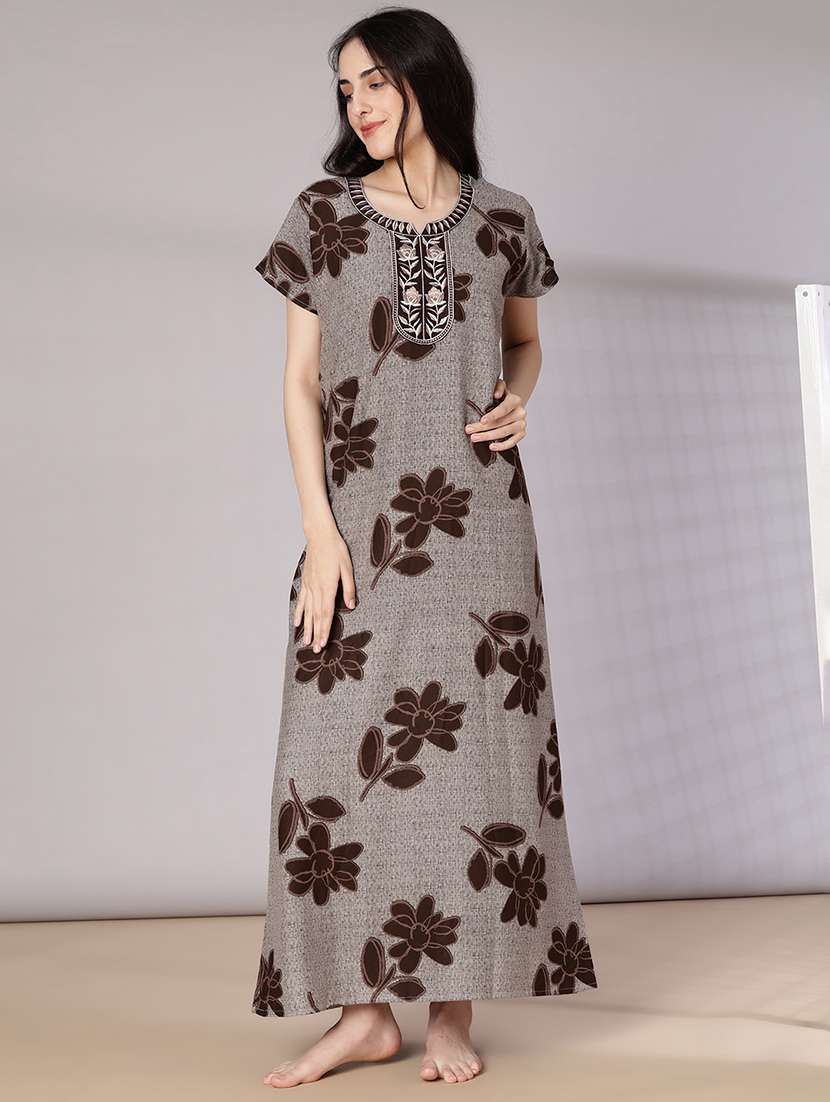 women printed short sleeve nighty