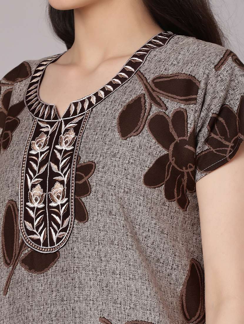 women printed short sleeve nighty - 21978123 -  Standard Image - 5