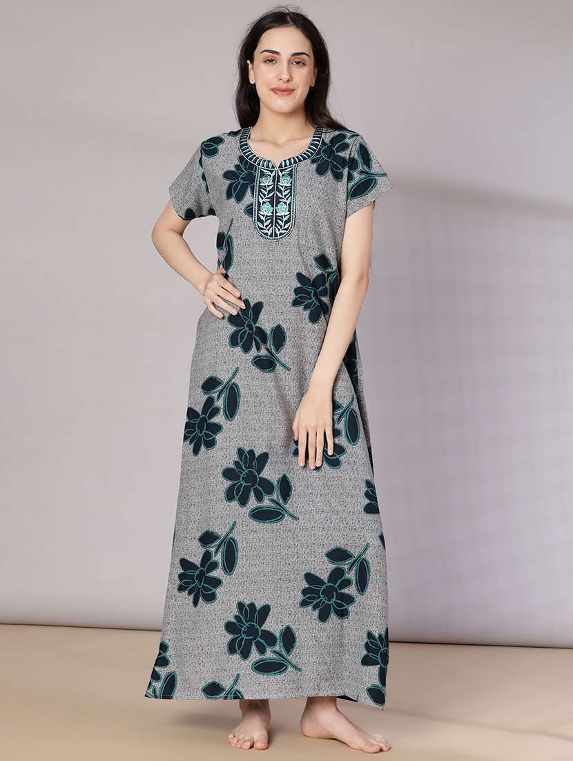 women printed short sleeve nighty