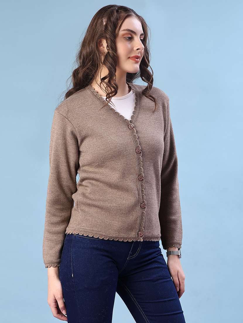 women solid long sleeve cardigan - 21978126 -  Standard Image - 3