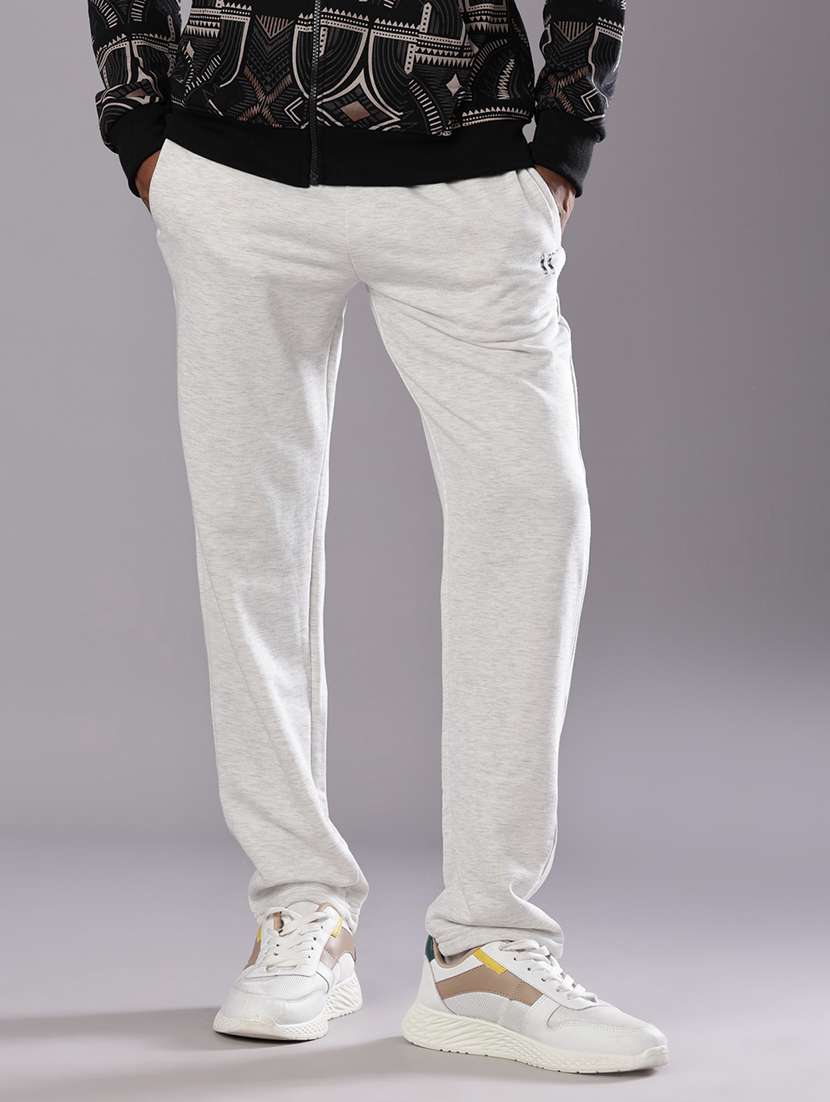 men melange mid rise full length track pant