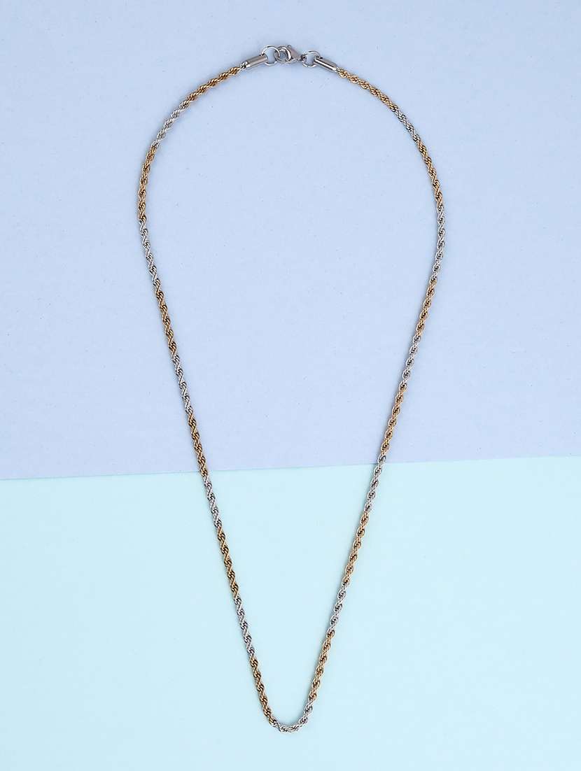 two tone twisted rope chain necklace
