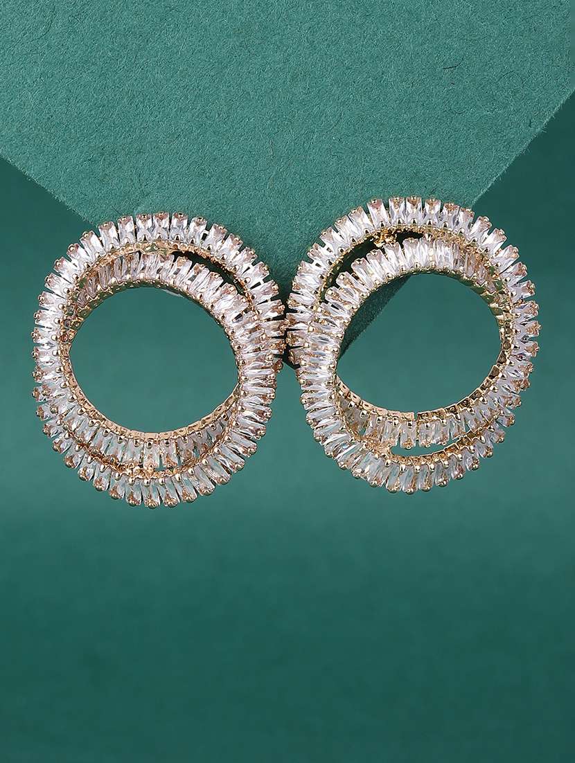 white crystal embellished stud earrings