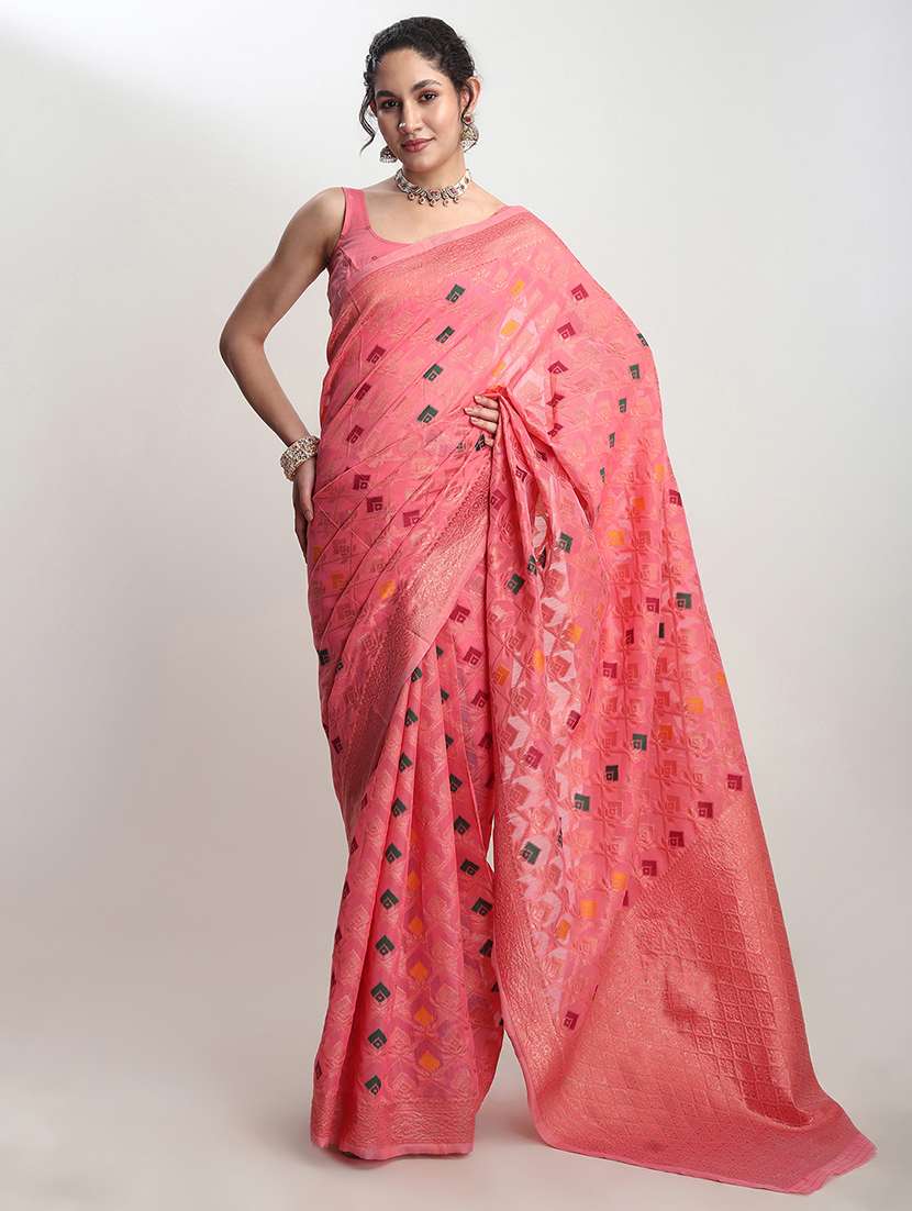 women self design banarasi saree with blouse