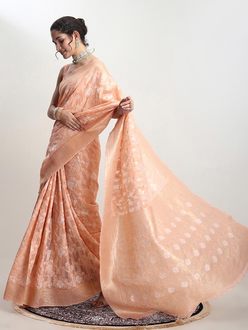 women self design banarasi saree with blouse