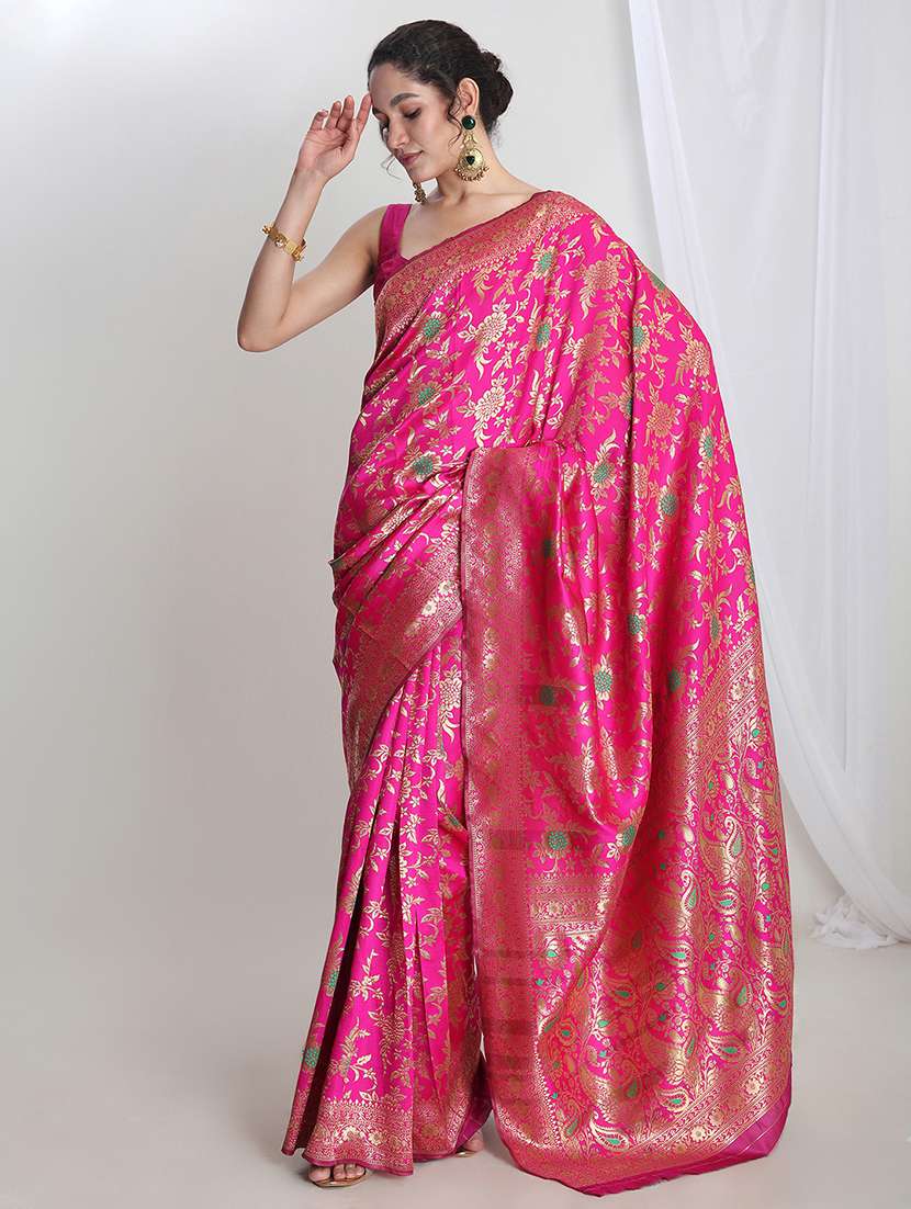 women self design banarasi saree with blouse