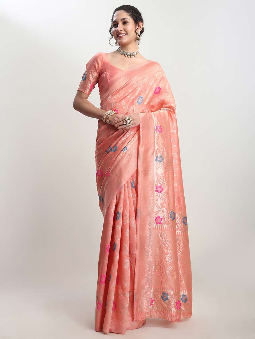 women self design banarasi saree with blouse