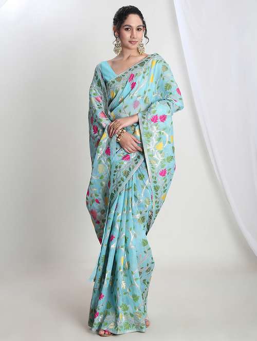women floral banarasi saree with blouse - 21978427 -  Standard Image - 0
