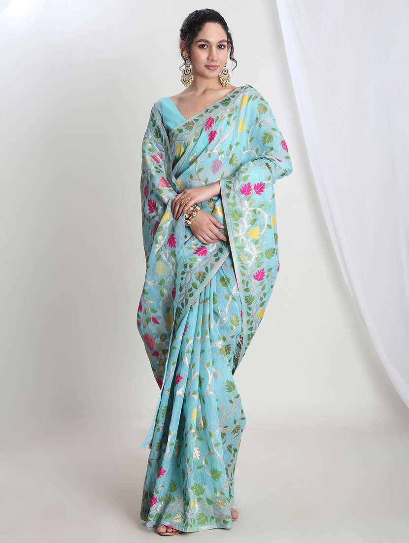 women floral banarasi saree with blouse