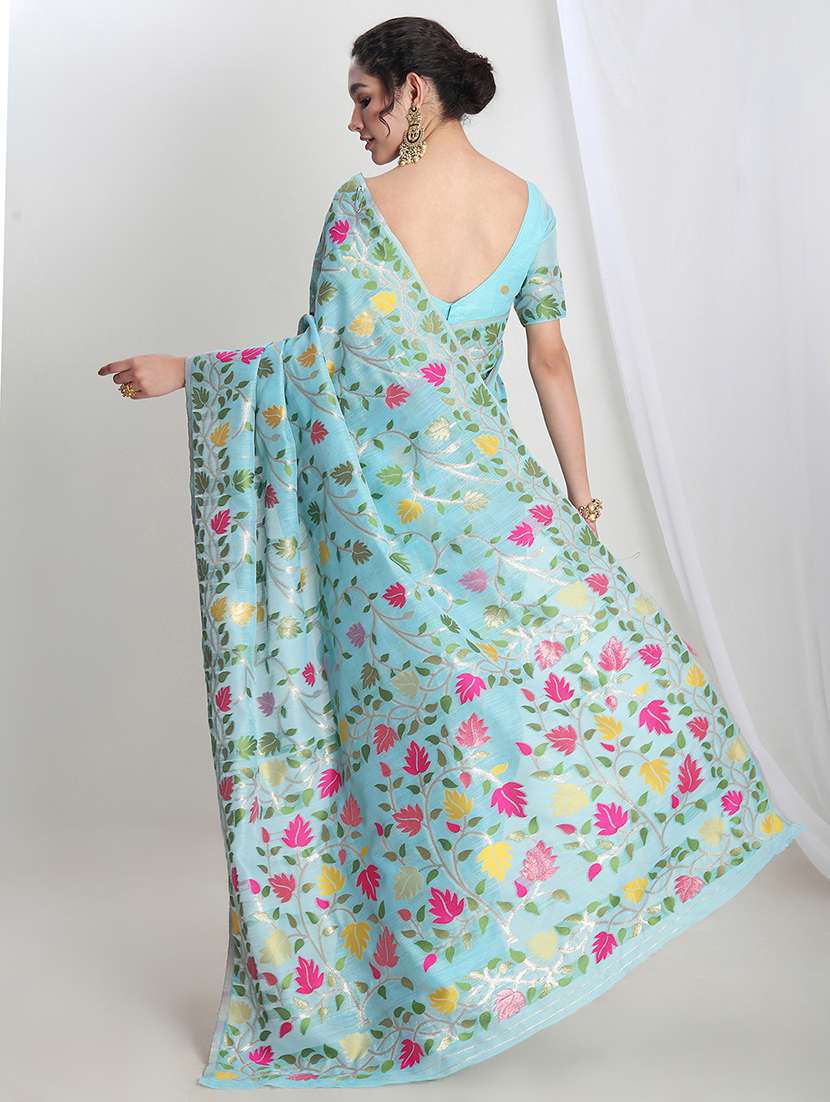 women floral banarasi saree with blouse - 21978427 -  Standard Image - 3