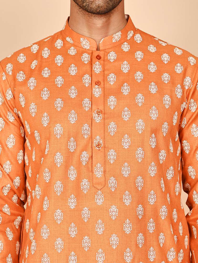 men printed mandarin neck long kurta - 21978470 -  Standard Image - 3