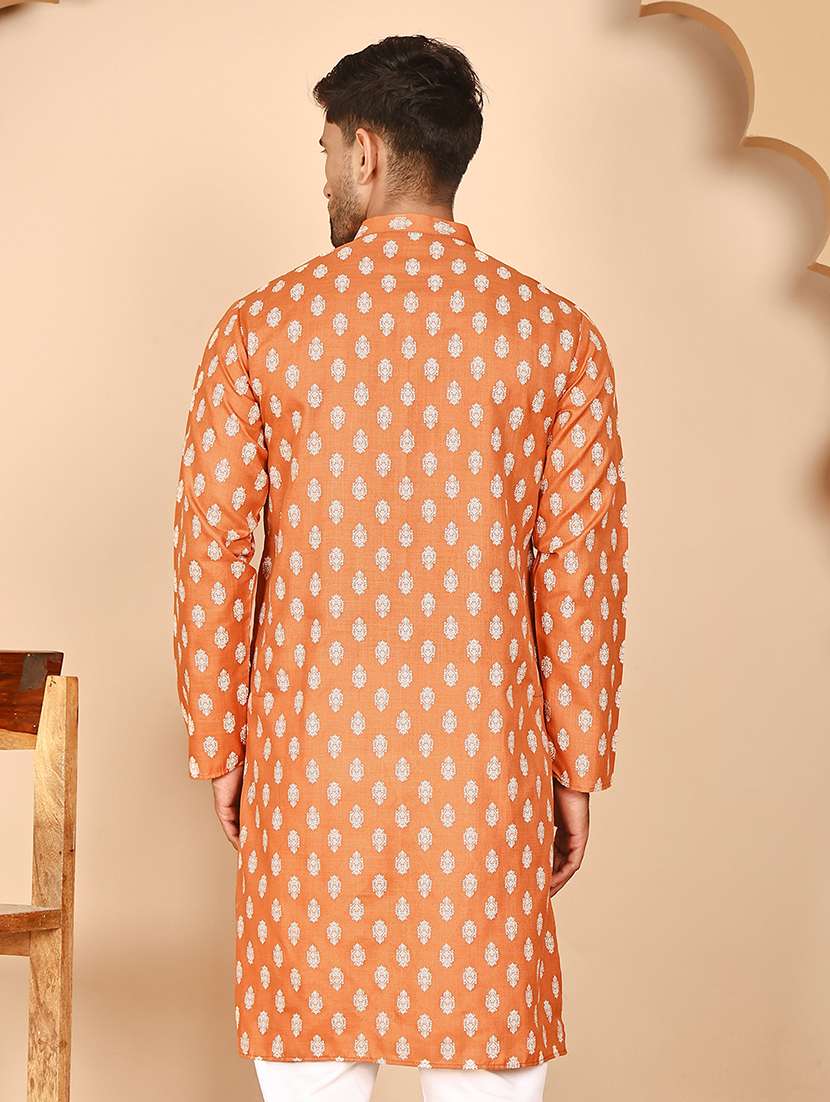 men printed mandarin neck long kurta - 21978470 -  Standard Image - 5
