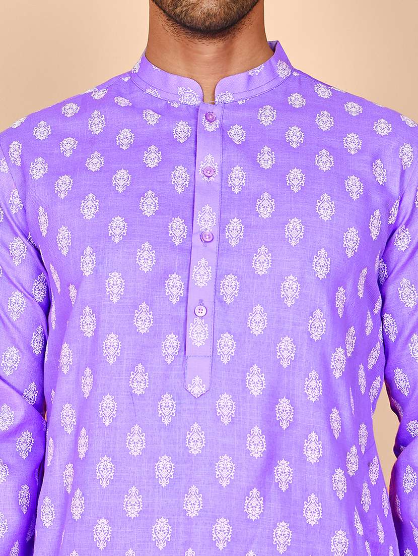 men printed mandarin neck long kurta - 21978471 -  Standard Image - 3