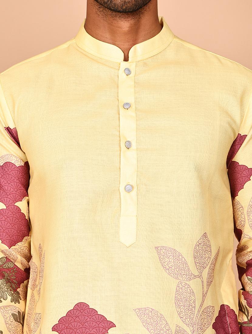 men printed mandarin neck long kurta with dupatta - 21978475 - Standard Image - 3