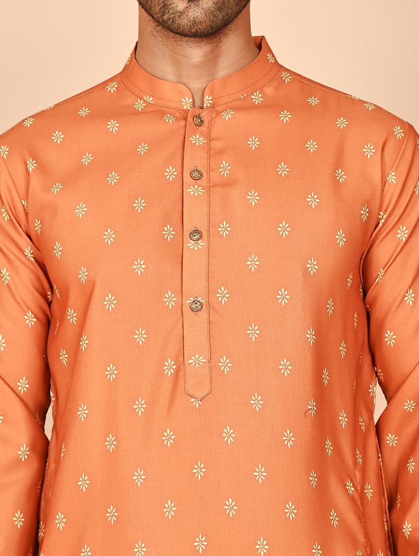 men printed mandarin neck long kurta - 21978487 - Standard Image - 3