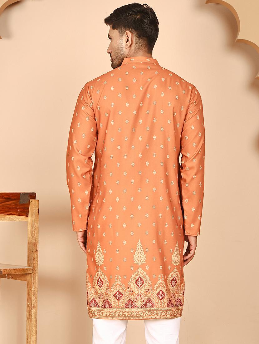men printed mandarin neck long kurta - 21978487 - Standard Image - 5