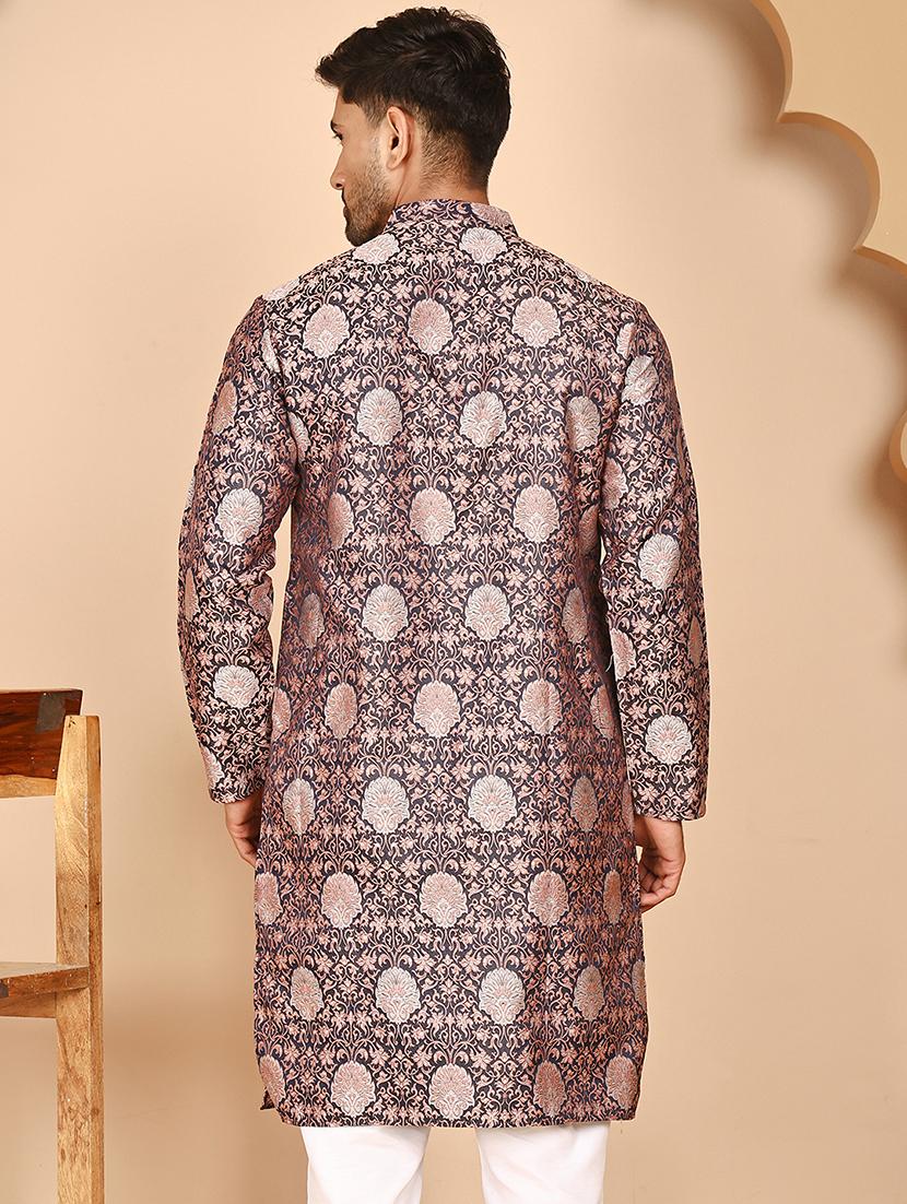 men self design mandarin neck long kurta - 21978491 - Standard Image - 5