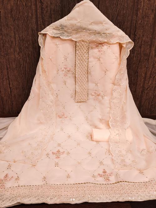 women solid with work embellished unstitched suit set - 21978530 - Standard Image - 0