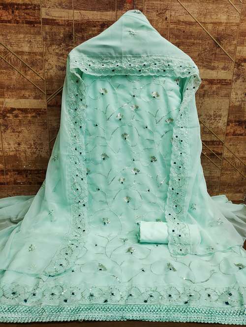 women solid with work embellished unstitched suit set - 21978539 -  Standard Image - 0