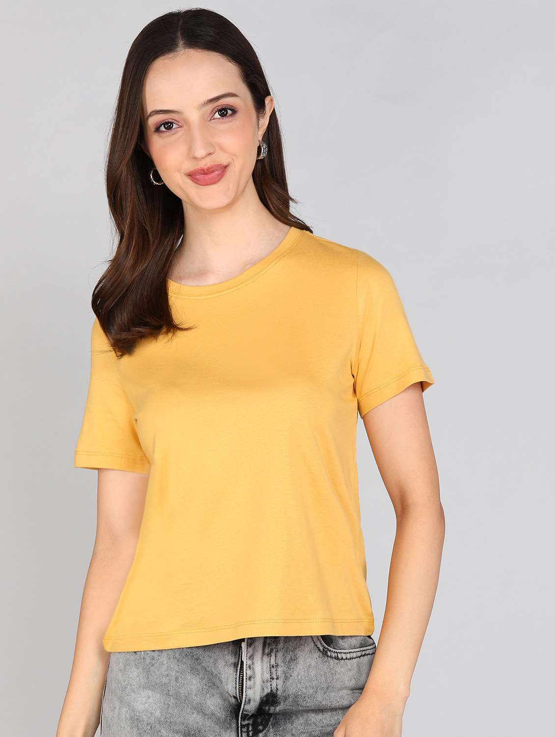 women solid short sleeve regular fit t-shirt - 21978563 - Zoom Image - 0